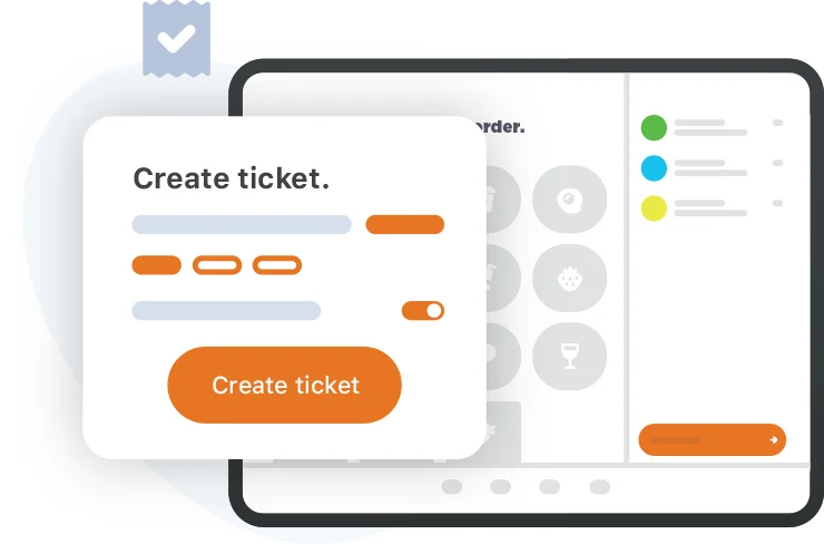 Merchants can open a ticket, run a card to start a tab, and close it out when the customer is ready.